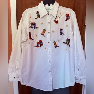 The Quacker Factory Women VINTAGE 90’s White Western Embroidered Cowboy Boots